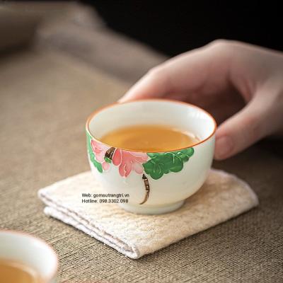 BỘ TRÀ SỨ TRẮNG VẼ TAY CAO CẤP